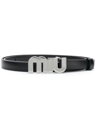 Shop Miu Miu Logo Buckle Belt In Black