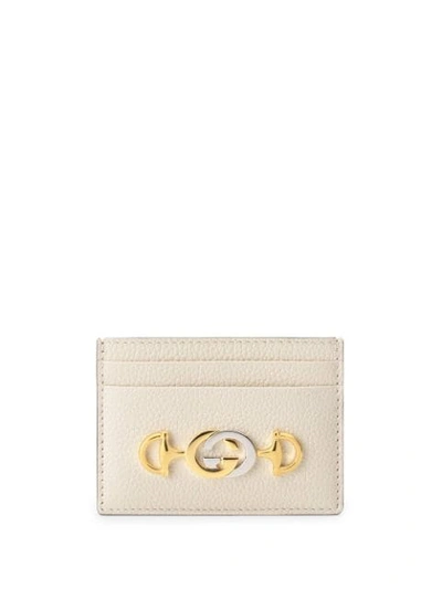 Shop Gucci Zumi Grainy Leather Card Case In White