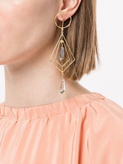 Shop Mercedes Salazar Secret Geometry Diamond-shaped Earrings In Gold