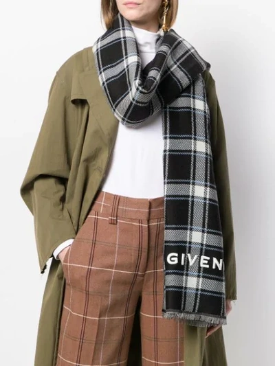 Shop Givenchy Checked Logo Scarf In Black
