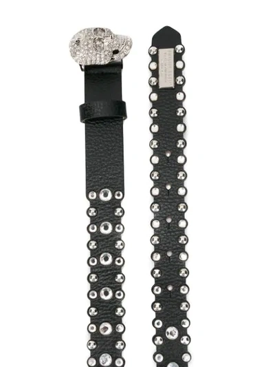 Shop Philipp Plein Crystal-embellished Skull Belt In Black