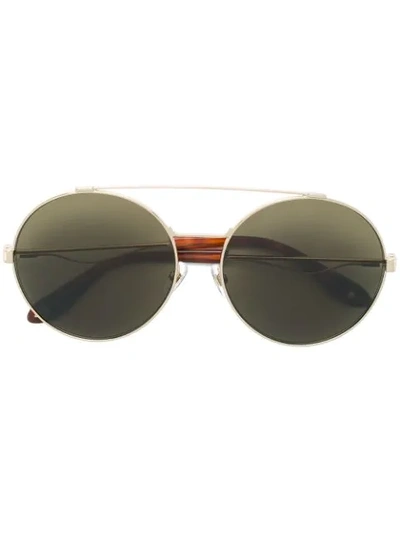 Shop Givenchy Eyewear Curved Aviator Sunglasses - Metallic