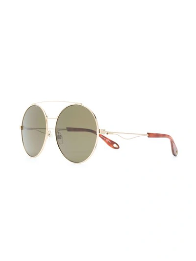 Shop Givenchy Eyewear Curved Aviator Sunglasses - Metallic