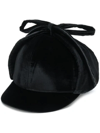 Shop Miu Miu Velvet Cap In Black