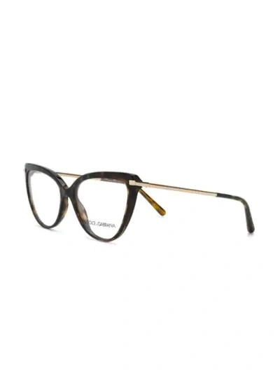Shop Dolce & Gabbana Cat-eye Frame Glasses In Brown