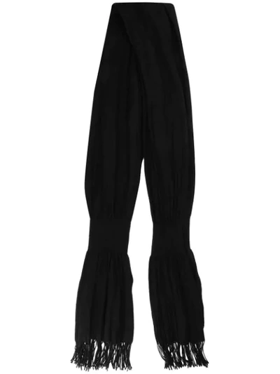 Shop Yohji Yamamoto Fringed Scarf - Black