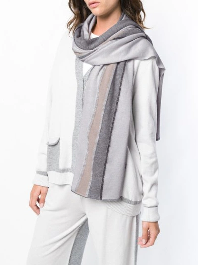D.EXTERIOR 条纹围巾 - 灰色