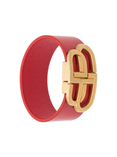 Shop Balenciaga Bb Wide Bracelet In Red