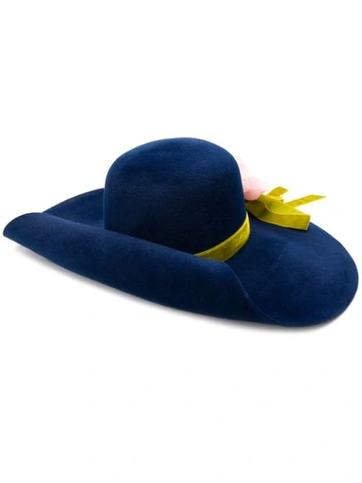 Shop Gucci Floral-appliquéd Hat In Blue