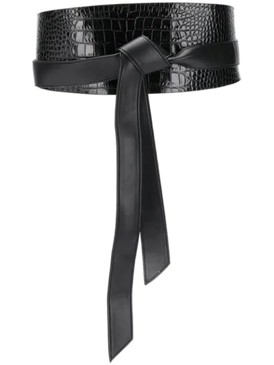 Shop Pinko Embossed Croc Effect Belt In Black