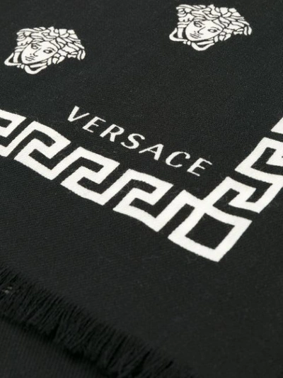 Shop Versace Medusa Print Scarf - Black