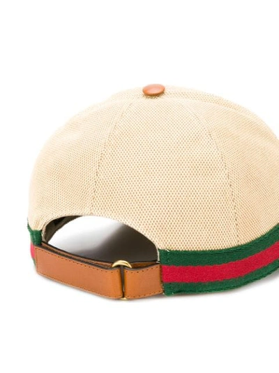 Shop Gucci Web Stripe Baseball Cap In Neutrals
