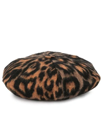 Shop Sonia Rykiel Leopard Print Beret Hat In Black