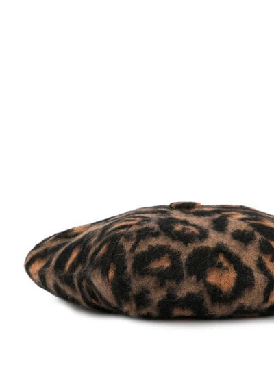 Shop Sonia Rykiel Leopard Print Beret Hat In Black