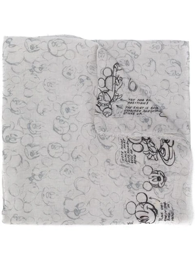 Shop Faliero Sarti Mickey Mouse Print Scarf In Grey