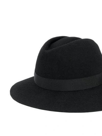 Shop Yohji Yamamoto Side Bow Fedora Hat In Black
