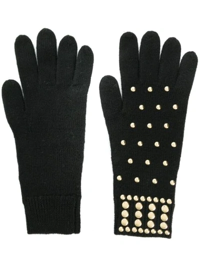 Shop Michael Michael Kors Studded Gloves - Black
