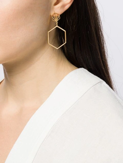 Shop Rachel Jackson Hexagonal Drop Earrings In Gold