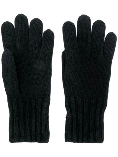 Shop Fendi Logo Knitted Gloves - Black