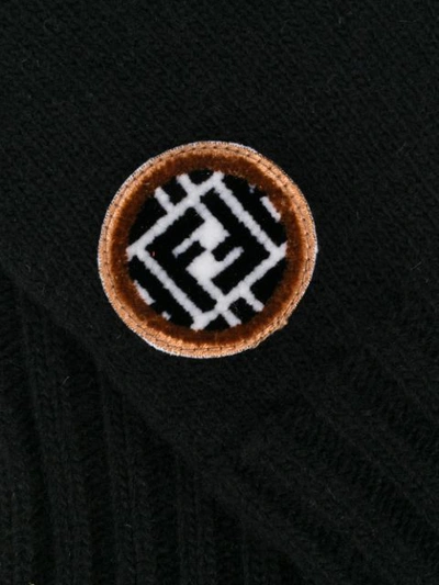 Shop Fendi Logo Knitted Gloves - Black