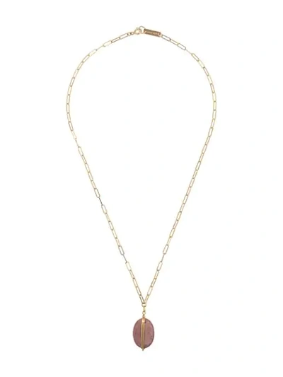 Shop Isabel Marant Pendant  Rectangle Chain Necklace In 40rw Rosewood