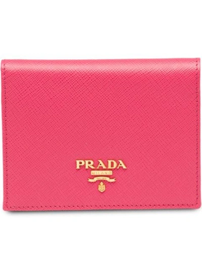 PRADA SMALL BIFOLD WALLET - 粉色