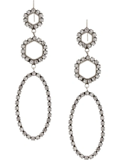 Shop Isabel Marant Embellished Geometric Drop Earrings In Silver