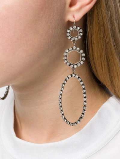 Shop Isabel Marant Embellished Geometric Drop Earrings In Silver