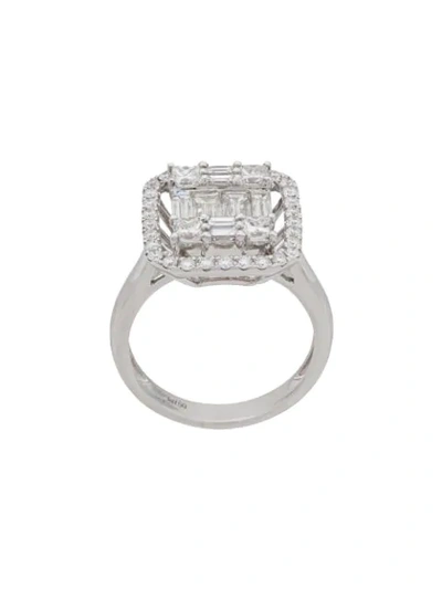 Shop Monan 18kt White Gold Diamond Square Ring In Silver