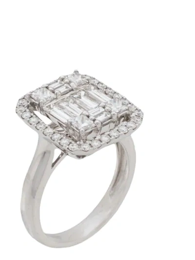 Shop Monan 18kt White Gold Diamond Square Ring In Silver