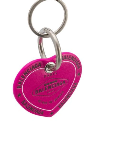 Shop Balenciaga Casino Heart Keyring In Pink