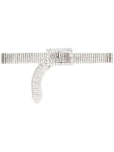 Shop Alessandra Rich Crystal Studded Belt In White