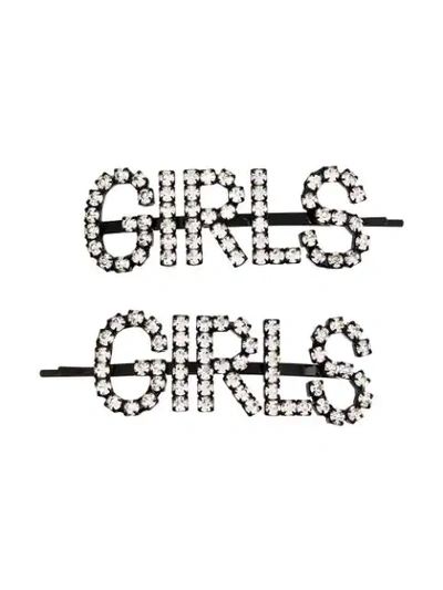 Shop Ashley Williams Girls Crystal-embellished Hair Pins In Black