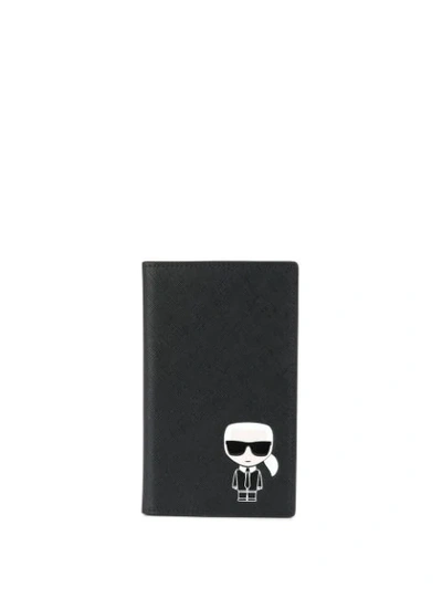 Shop Karl Lagerfeld Ikonik Travel Wallet In Black