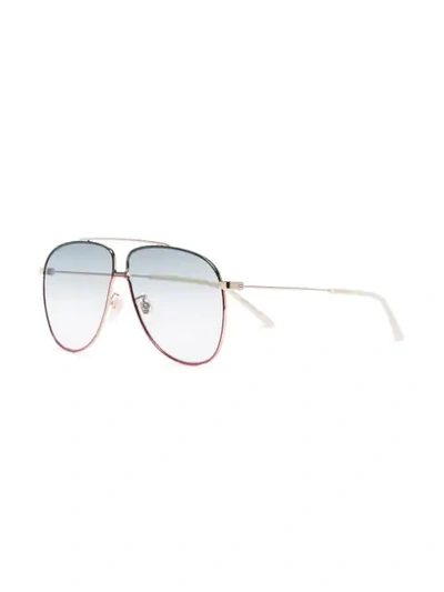 Shop Gucci Green And Red Gradient Lens Aviator Sunglasses