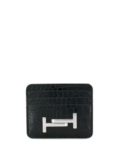 Shop Tod's Logo Plaque Cardholder In Black