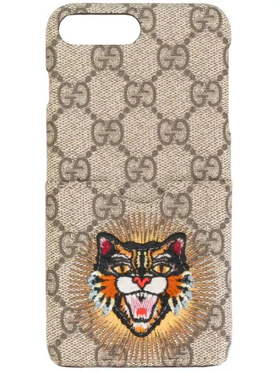 Shop Gucci 'angry Cat' Iphone 6/7-hülle In Neutrals