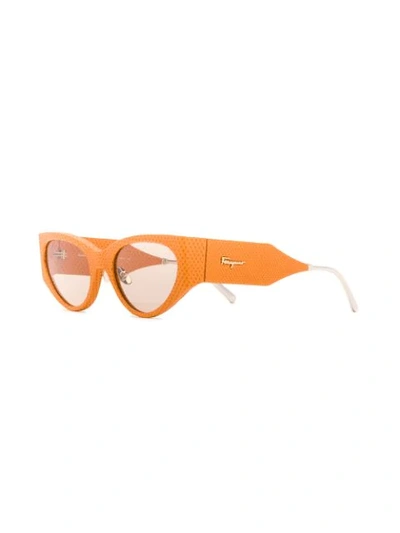 Shop Ferragamo Leather Sunglasses In Orange
