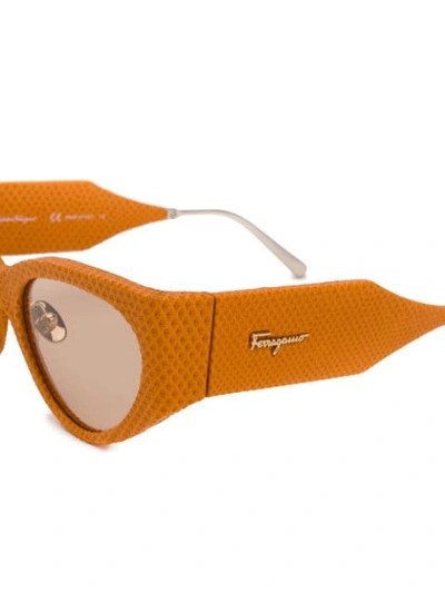 Shop Ferragamo Leather Sunglasses In Orange