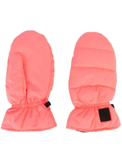 Shop Bacon Neon Puffer Mittens In Pink