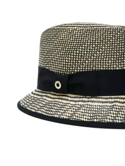 Shop Loro Piana Checkered Weave Hat In Blue