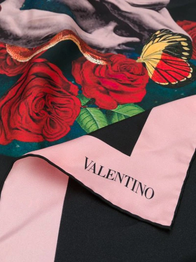 Shop Valentino Lovers Printed Scarf In Black