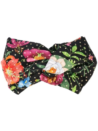 Shop Gucci Flora Star Print Headband In Multicolour ,black