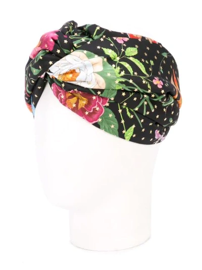 Shop Gucci Flora Star Print Headband In Multicolour ,black