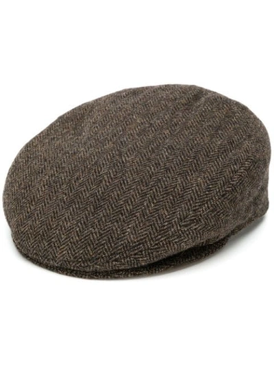 Shop Isabel Marant Herringbone Textured Hat In Brown