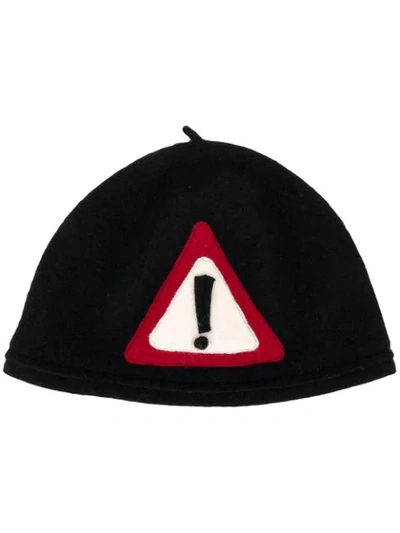 Shop Le Chapeau Warning Sign Hat - Black