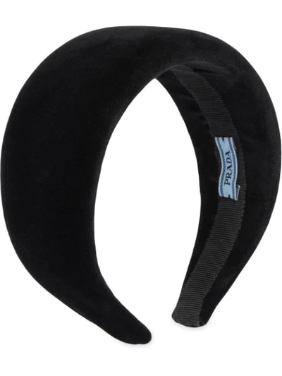 Shop Prada Velvet Headband In Black