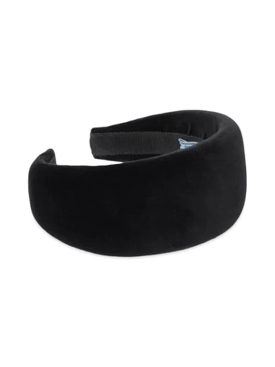 Shop Prada Velvet Headband In Black