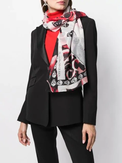 Shop Alexander Mcqueen Floral And Skull Print Scarf In 9272