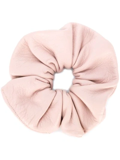 Shop Manokhi Leather Hair Scrunchie In Pink